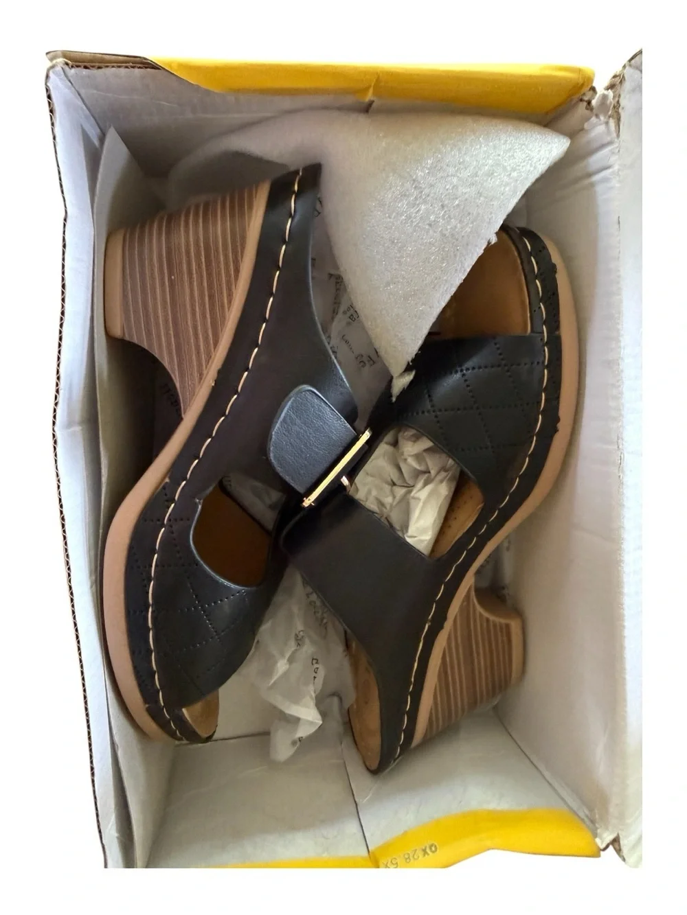 Henry Ferrera Black Wedge Sandals 6.5 NIB